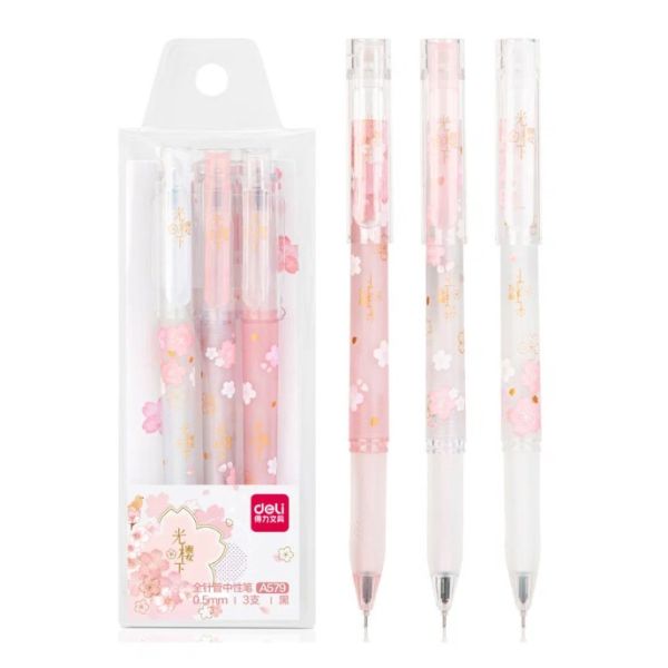 Ручка гелевая Deli A579 Sakura черный , sakura